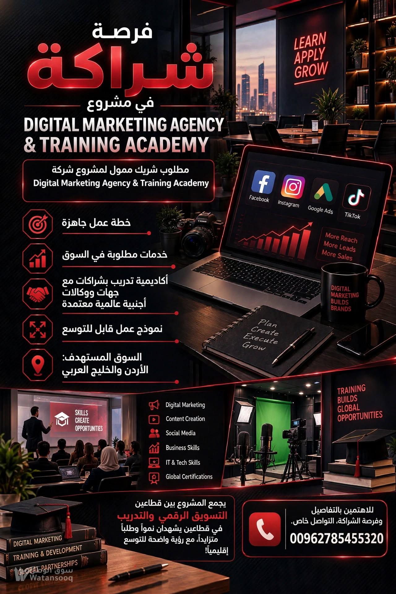 مطلوب شريك ممول لمشروع وكالة تسويق رقمي وتدريب
