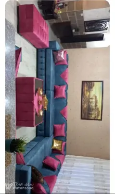 طقم كورنر  10 مقاعد حرف ال مع ثنائيه خشب ممتاز