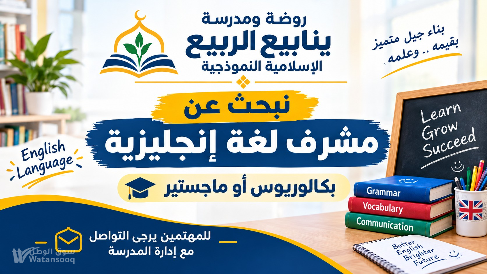 مطلوب مشرف لغة إنجليزية